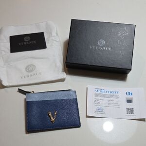Versace Navy and Light Blue Card Holder
